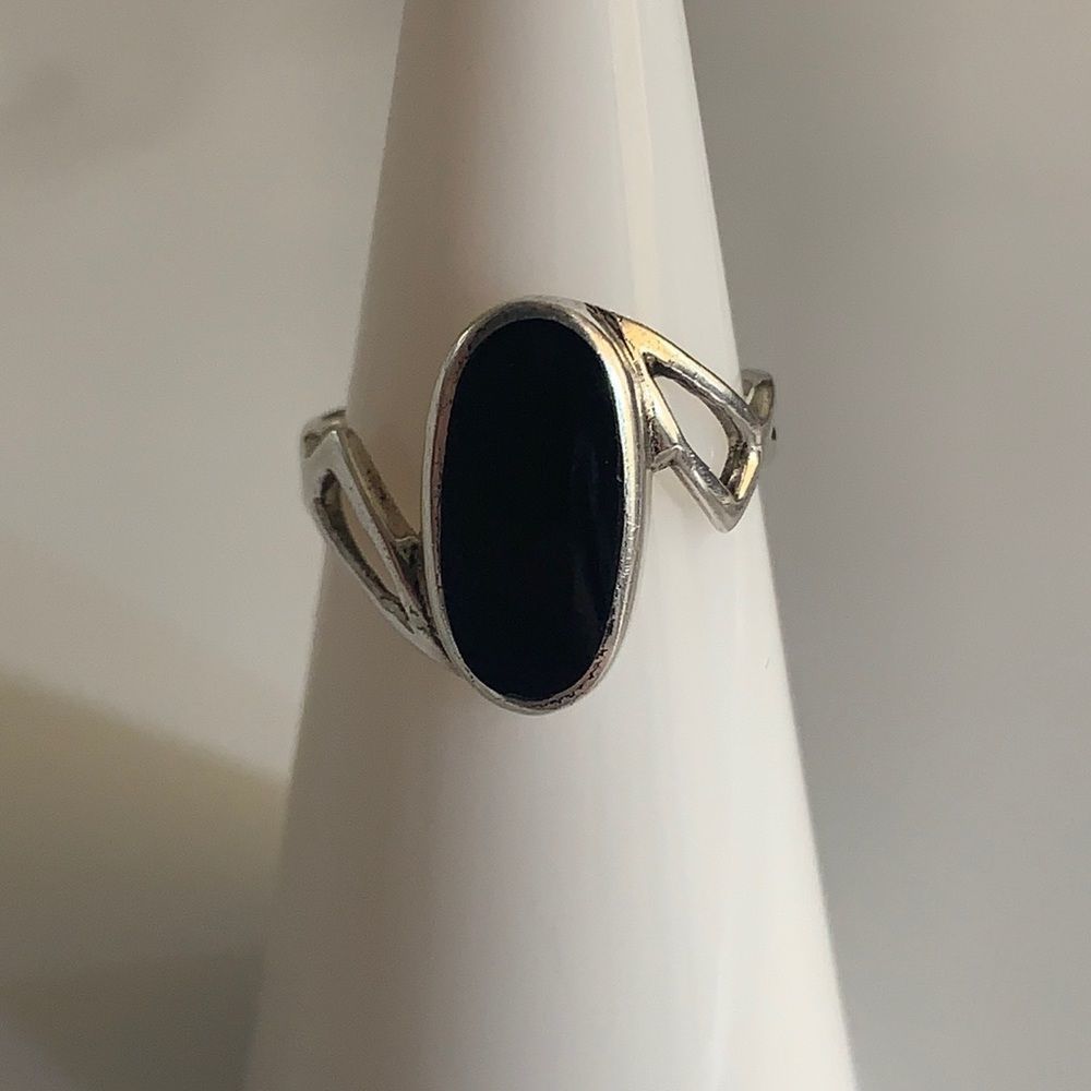 Sterling Silver Black Onyx Ring Size 5
